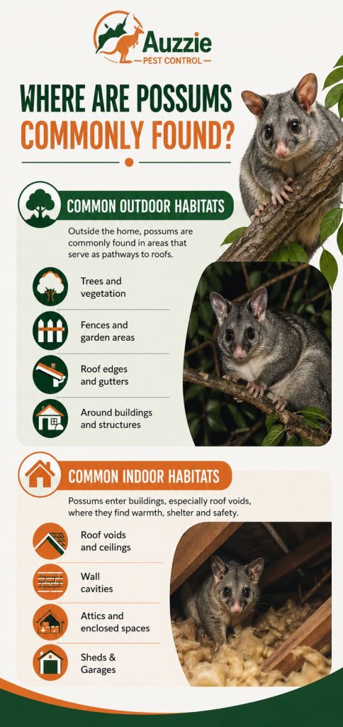 Where are possums commonly found?