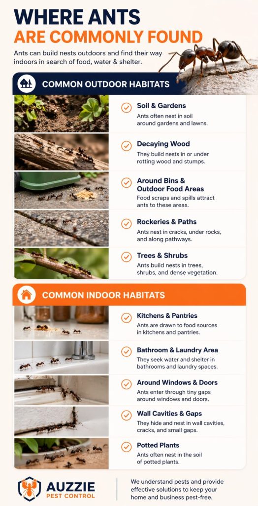 Where are ants commonly found?